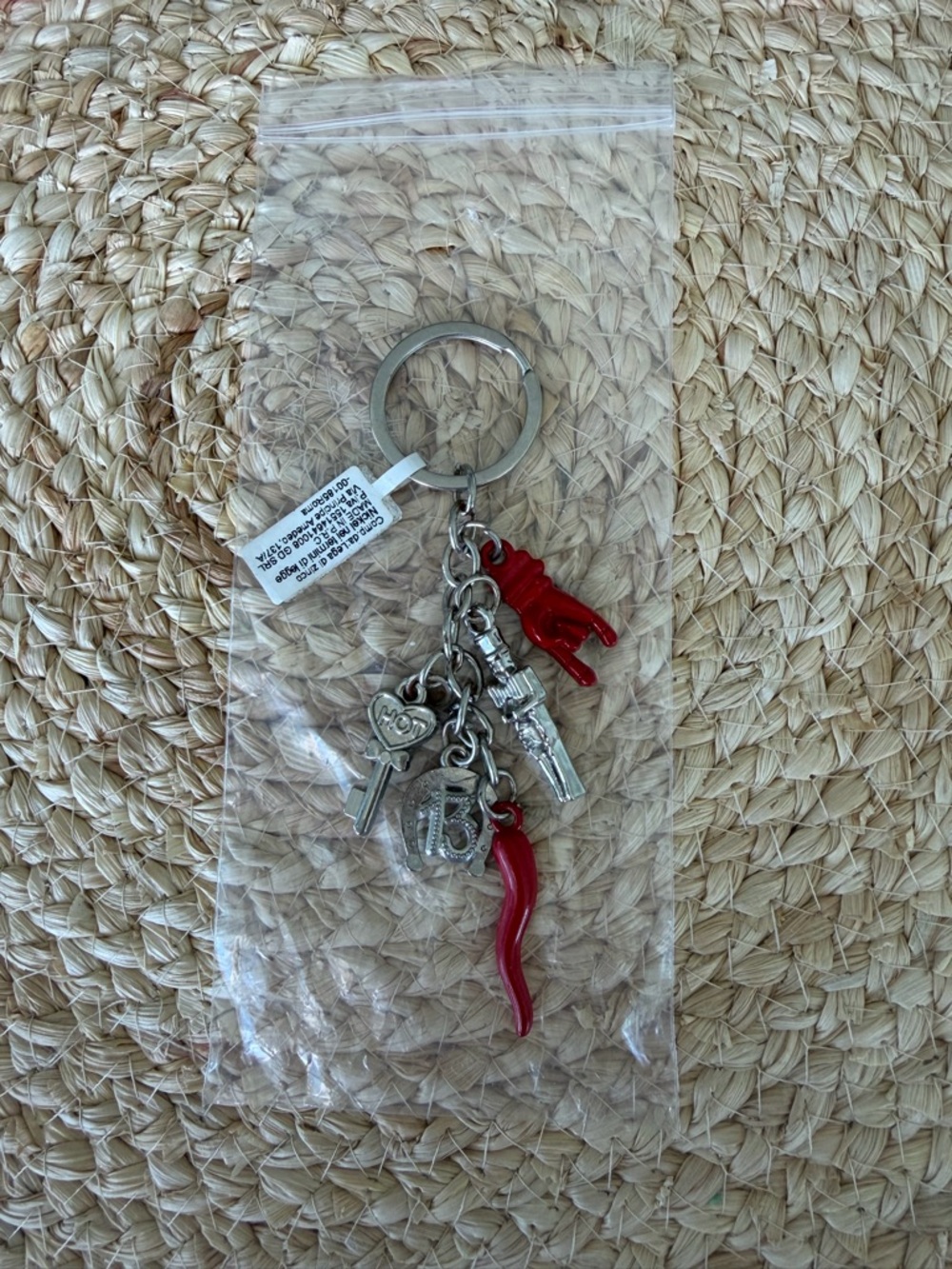 Silver Keychain lucky Charm Set from NAPOLI, Italy 🇮🇹